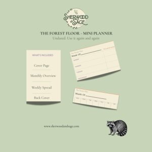 Undated Mini Planner Printable, Forest Floor Collection