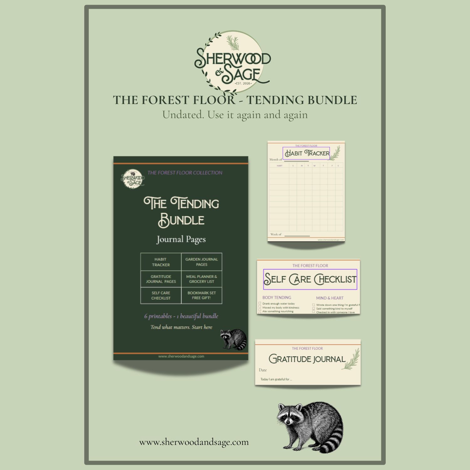 TendingBundlePinSquare Self-Care Journal Pages Bundle, Printable Habit Tracker