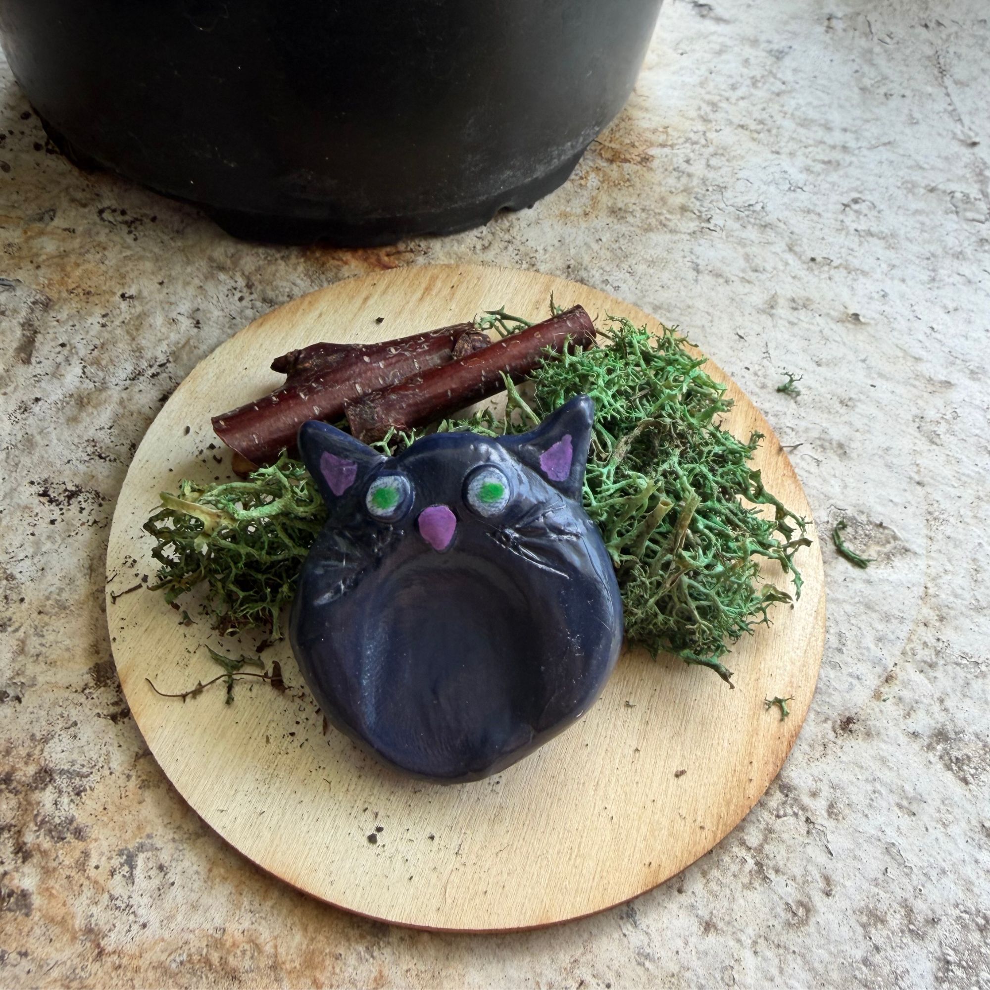 blackcatworrystonesands Black cat worry stone made from polymer clay
