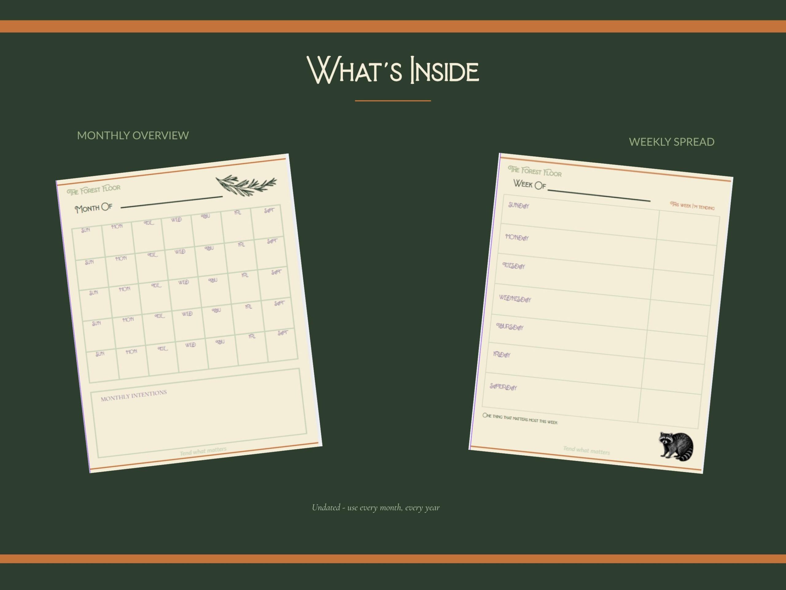 il_fullxfull.8086255440_60ty.jpg Undated Mini Planner Printable, Forest Floor Collection - Image 3