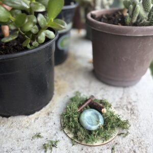 Handmade Polymer Clay Worry Stone - Green Swirl