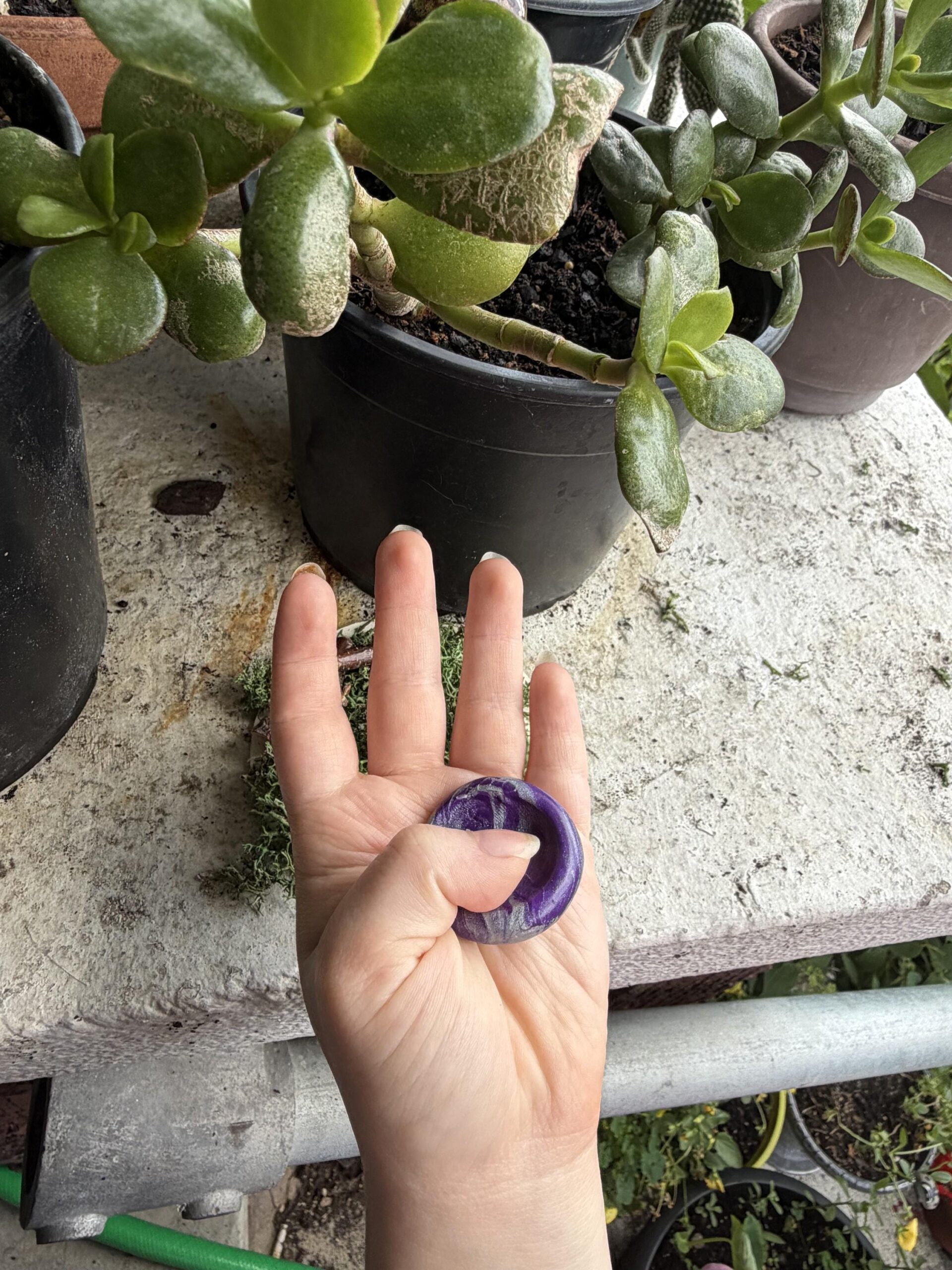 il_fullxfull.8256982259_9dah.jpg Handmade Worry Stone - Purple & Silver (Lg) - Image 2