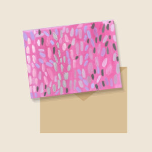 Confetti Rain printable note card on a kraft envelope