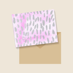 Silver Rain printable note card on a kraft envelope