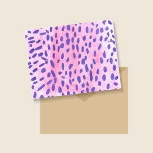 Violet Rain printable note card on a kraft envelope